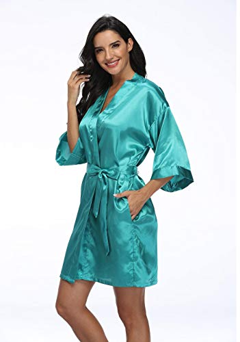 Image of Women's Pure Short Silky Robes Bridesmaid Bride Party Satin Robes Sleepwear