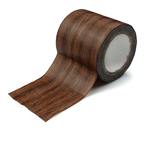 YunBey Imitation Woodgrain Duct Tape Floor Wood Effect Tape Wood Grain Tape Waterproof for Laminate Floor Scratch Repair, Antique Oak(5.7cmx4.57m) Brown Cover