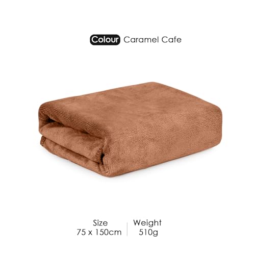 Image of HOUSSE Premium Microfiber Bath Towel - Extra Large 75x150cm Quick Dry Towels for Women Men & Kids | Super Soft Plush 550 GSM | Ultra Absorbent for Home Swimming Sports & Travel | Caramel Cafe