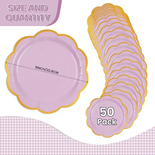 Assiettes jetables en papier violet clair qui ne plient pas pour fête - 3