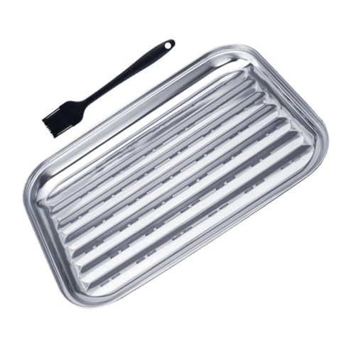 Mipcase Placa De Parrilla Bandeja para Barbacoa Bandeja De Drenaje Inoxidable Diseño De para Picnics Acampar y Cocinar Al Aire