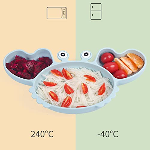 Conjunto de alimentação de bebê de silicone - 9PCS Forma de Caranguejo Dividido Prato Tigela de Sucç