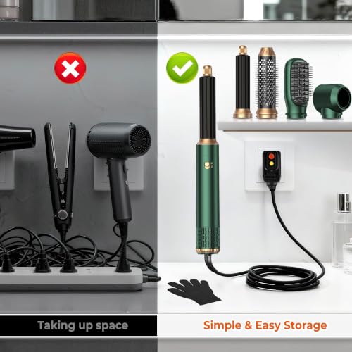Image of 5 in 1 Blow Dryer Brush Set, Hot Air Styler Air Curling Wrap Air Curler Low Heat Hair Care, Round Brush Blow Dryer Hair Styling Tools Gift for Dry,Volumize,Straight,Curl, 110-120V