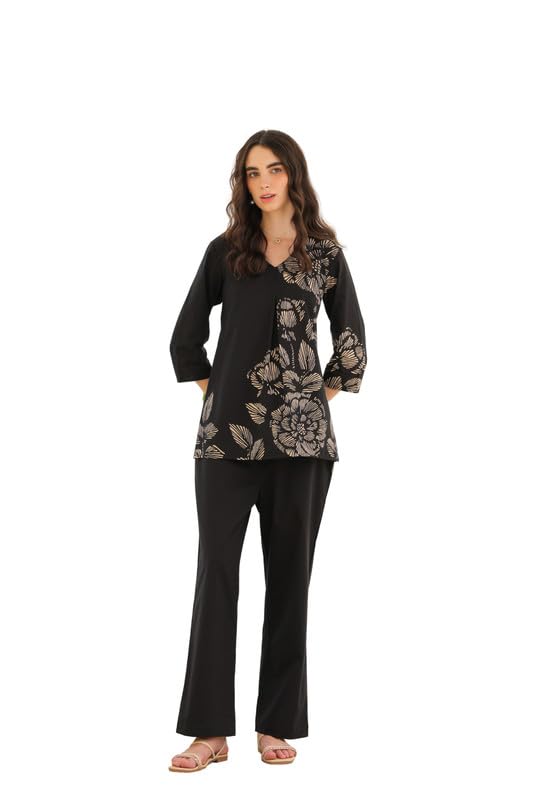 jisora Women's Black Printed Cotton Co-ord Set-picture-8