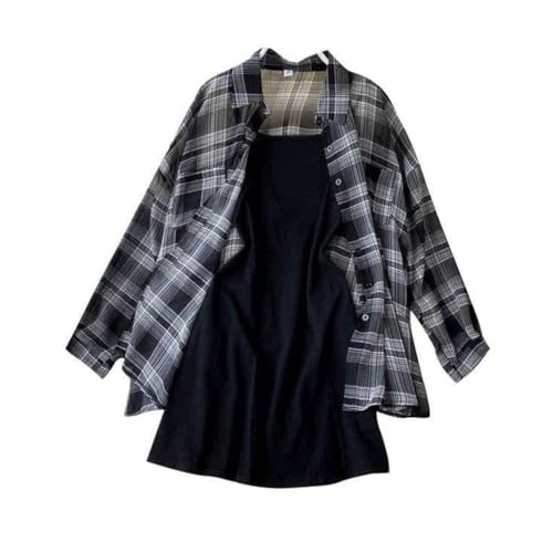 Image of ROYALICA Women Black and White Colour Collared Checked Shirt with Heavy Black Inner