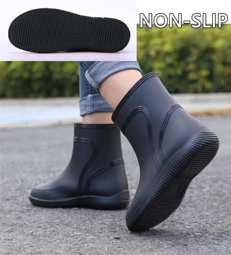 Image of Boots Men Rain Boots Outdoor Garden Waterproof Ankle Rain Shoes