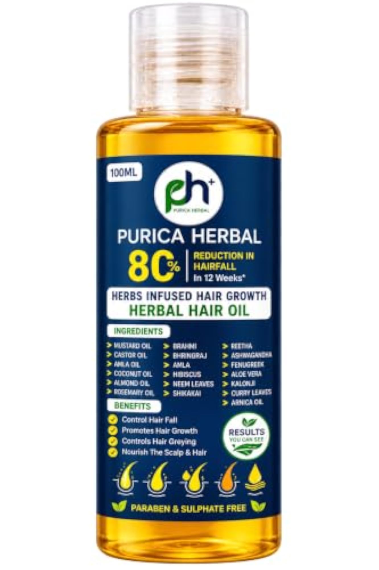 Hair Growth Oil with Rosemary, Castor, Amla & Bhringraj