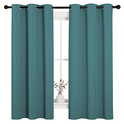 Image of NICETOWN Thermal Insulated Solid Grommet Blackout Curtains /Drapes /Panels for Dining Room (Sea Teal, 1 Pair, 42 by 63-Inch)