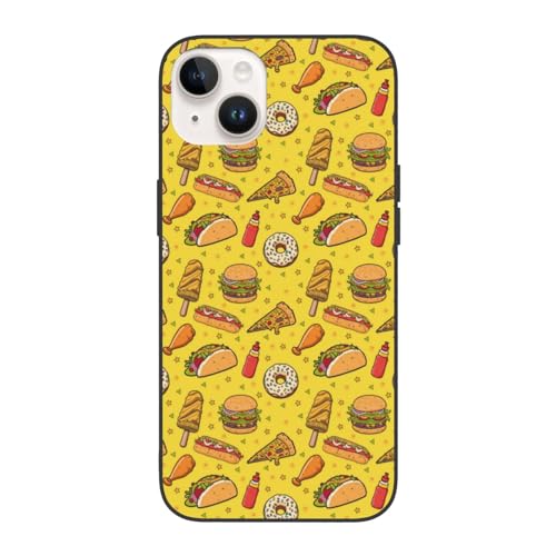 VOSERY Funda compatible con iPhone 14, bonita funda protectora para teléfono con salsa de tomate y hamburguesa de comida compatible con iPhone 14, funda protectora a prueba de golpes, color blanco