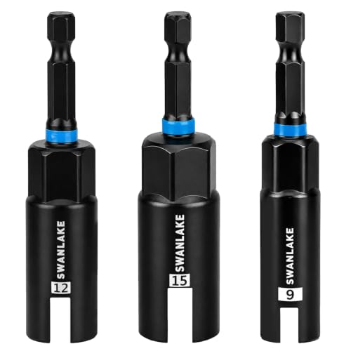 Image of 3-Piece Wing Nut Driver Set, 9mm, 12mm, 15mm, 1 /4 Inch Hex Shank Power Nuts Driver Bit, Wing Nut Socket for Eye Bolt, Hook Bolt Installation, Wire Twisting