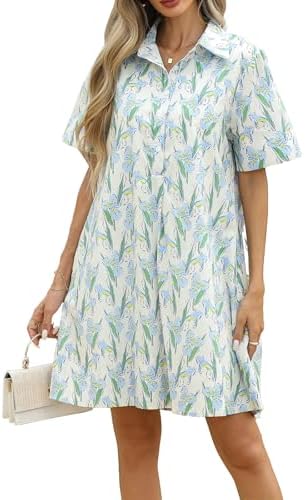 LifeShe Summer Floral Dress Women's Printed Casual Sundress Short...