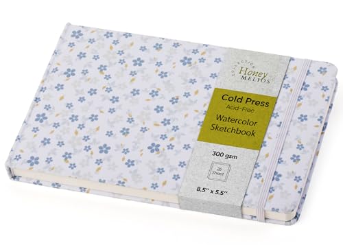 Watercolor Sketchbook Journal 8.5in X 5.5in 300 GSM 100% Cotton, Cold Press Watercolor Paper Sketchbook | 26 Sheets 52 Pages | Watercolor Notebook for Painting | Journal for Painting