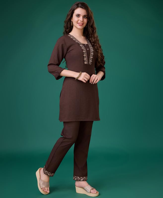 Image of MOJILAA Women Linen Floral Print Causal Co-ord Set | Linen Co-ord Set | Printed Co-ord Sets | Causal Wear | A-line Co-ord | Top and Bottom Wear