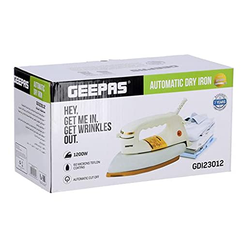 Buy Geepas Dry Iron 1200W NonStick Golden Teflon Sole Plate 60