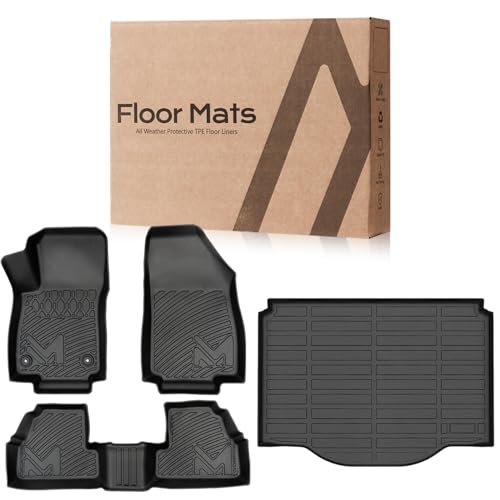 Image of TPE Automotive Floor Mats & Cargo Liner Custom for 2014-2023 Chevy Trax & 13-23 Buick Encore (Not fit GX), All Weather Cover Protection Waterproof Black Floor Liner Front & Rear Row Full Set Car Mats