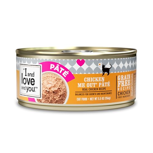 Image of I and love and you Wet Cat Food - Chicken Me Out Pate - Chicken Recipe, Grain Free, Filler Free, 5.5oz Pack of 12 Cans