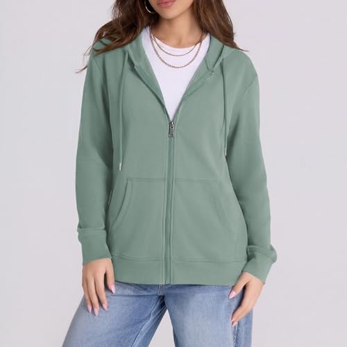 Image of Witsmile Zip Up Hoodie Women Oversized Sweatshirt Long Sleeve 2026 Fall Outfit Lightweight Jackets Workout Clothes
