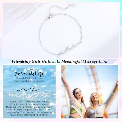Birthday Gifts for Women, Silver Wave Bracelet Gift for Happy Birthday 21st, 30th, 40th, 50th, 60th Birthday Gift Ideas for Women Ladies Bestie Friend Sister Mom Daughter Wife Grandma3