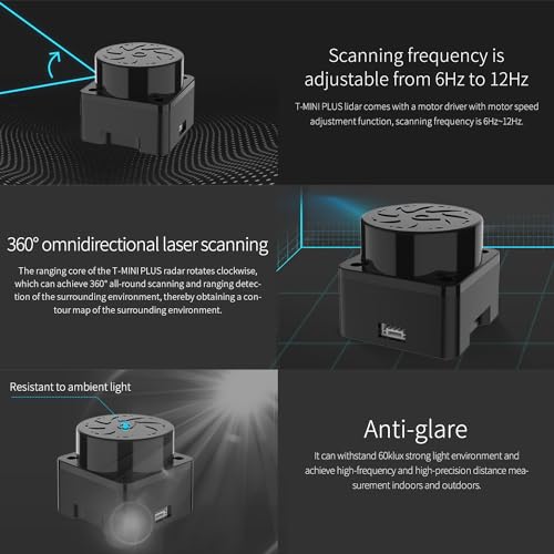 Image of Yahboom Lidar Range Sensor Supports 360 Scanning Detection, Compatible with ROS 1 /2,Raspberry Pi,、Jetson /RDK Series Robots to Realize Lidar Mapping Navigation 12M