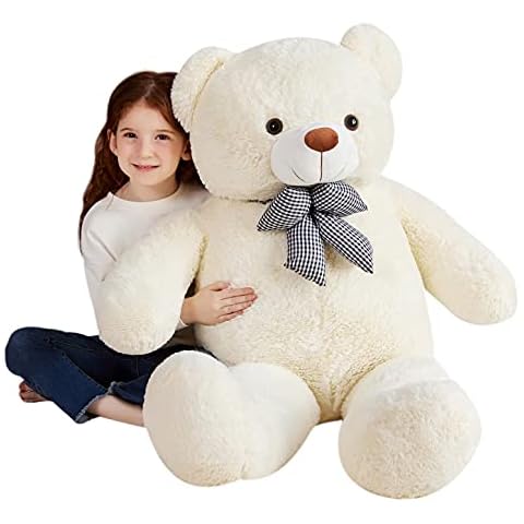 EARTHSOUND Giant Teddy Bear Stuffed Animal - Large Plush Toy Big Soft Toys - Huge Life Size Jumbo Cute Oversized Fat Bears Animals - Gifts for Girls Boys Kids Girlfriend (120cm, White) Cover