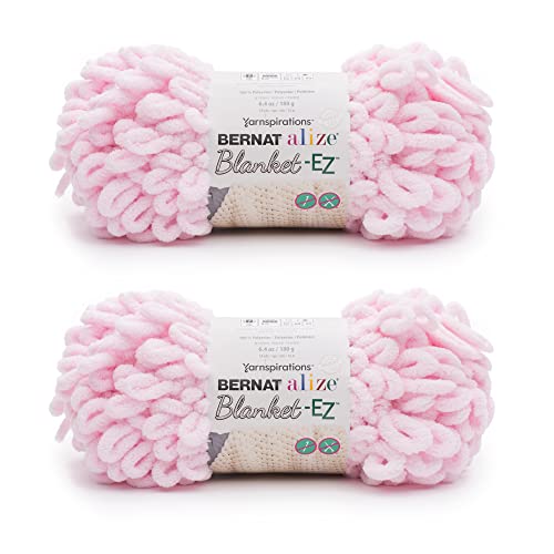 Image of Bernat Alize Blanket-EZ Chunky Yarn for Hand Knitting, Powder Pink 2-Pack | #7 Jumbo Yarn, 100% Polyester, Super Soft Looped Crochet Yarn for Hand Knitting, Beginners & DIY Crafts, 18yds per skein