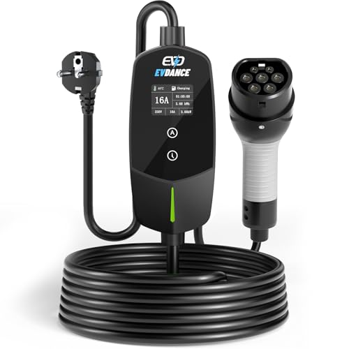 EVDANCE Chargeur Voiture Electrique 3.68KW [1-Phase, 6.1m, 6-16A] avec 0-12h Time Delay, Type 2...