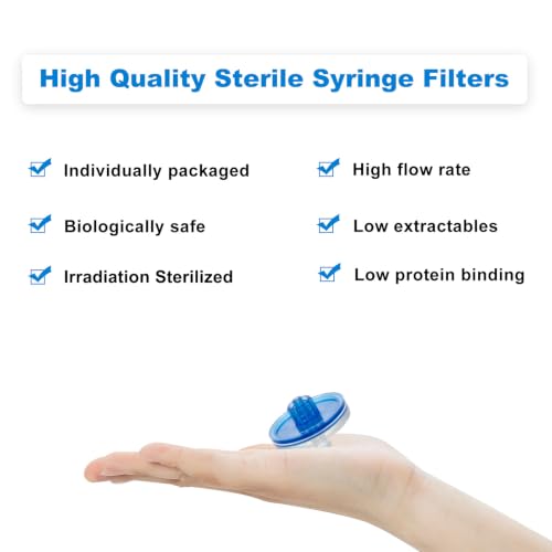 Image of 100Pcs Syringe Lab Filter, 33mm, 0.45um, PES, Double Luer Lock