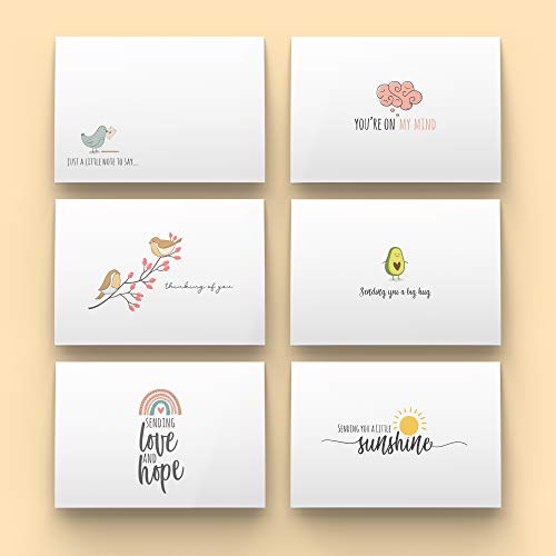 Dessie 30 Fun Thinking Of You Cards With Envelopes. 30 4X6 Inch Note Cards With Envelopes Set - Blank Inside. 6 Unique Designs. Assorted Color Envelopes And Gold Seals. Sturdy Storage Box #TOP7