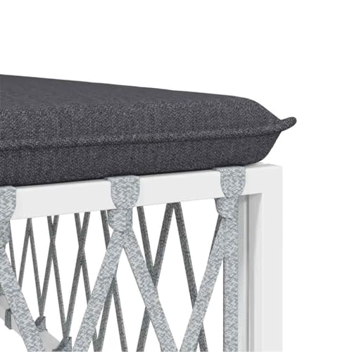 Canapé d angle de jardin blanc en tissu tissé avec ses coussins de terrasse