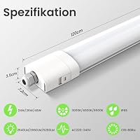 ALUSSO 2 Stück LED Feuchtraumleuchte 120CM,3CCT IP65 für Garage – Ansicht 2