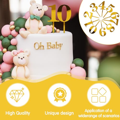 Aster 561724_1_GGJHPMNZ 20 Pieces 0-9 Number For Cake Topper, Acrylic Gold Shiny Cake Topper Diy Glitter Number Cupcake Decorations thumb #3
