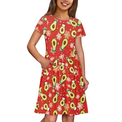 Image of Short Sleeve Dress for Girls with Pockets Cute Toddler Girl Clothes Summer 2-12