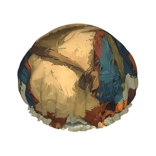 Happy Tiger - Cuffia da doccia a doppio strato da donna, impermeabile e resistente, protegge i capelli durante il bagno, bellezza