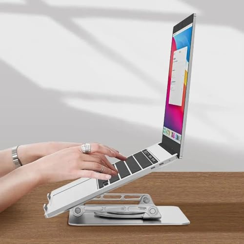 Soporte para portátil de aluminio ajustable elevador para laptop giratorio 360 plegable 4