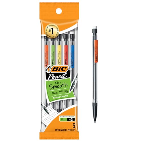 Image of BIC Xtra-Smooth Mechanical Pencils with Erasers, Medium Point (0.7mm), 5-Count Pack, Bulk Mechanical Pencils for School or Office Supplies