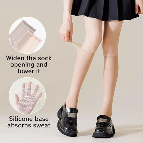 Dehorss Women's Stockings, Slip-Resistant Crystal Silk Socks, Ultra-Sheer Stockings4