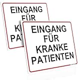 PRINTIMA 2x Schild Eingang für kranke Patienten 40x30 cm – gut sichtbare PVC Hinweisschilder für Praxis & Klinik inkl. Montagematerial