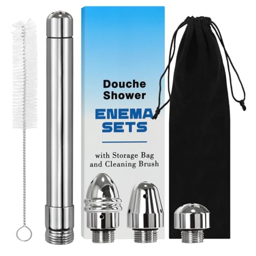 Shower Enema Douche Nozzle Shower Attachments Kits with 4 Aluminum Shower Heads Cleaner System,Handheld Water Shower Nozzle Cleaning Kit Anal Douches for Men Women Cleaning, with Velvet Carry Bag