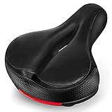 Xmifer Oversized Bike Seat – Comfortable Wide Bicycle Seat High Memory Foam Bike Saddle with Dual Shock Absorbing Ball Extra Wide Gel Bicycle Seat Cushion Replacement for Men Women (Black)