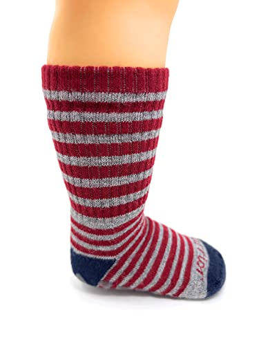 WARRIOR ALPACA SOCKS - Children's Comfort Cushioned Retro Mini-Stripe Quarter Crew - Unisex with Non-Skid Appliqués4