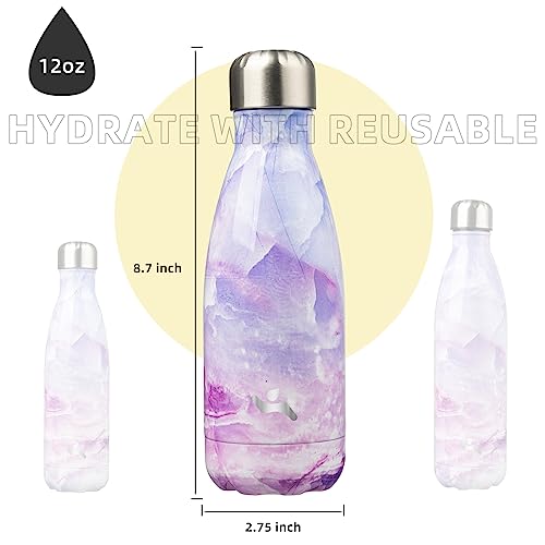 Image of Konokyo Insulated Water Bottles,12 oz Double Wall Stainless Steel Vacumm Metal Flask for Sports Travel,Marble Dawn