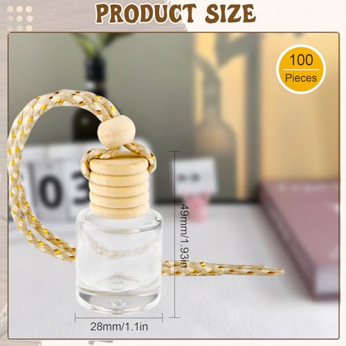 Image of 100 Pcs Hanging Car Air Freshener Empty Car Hanging Perfume Diffuser Bottle Pendant Vials for Essential Oil Scent Fragrance Aromatherapy