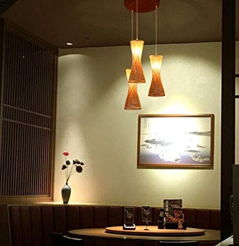 Pendant Lamp Handwoven From Bamboo Pendant Lamp Creative Design Lampshade Personalized Tempered Rattan Chandelier Lamp For Dining Room Bedroom, 45Cm #TOP1