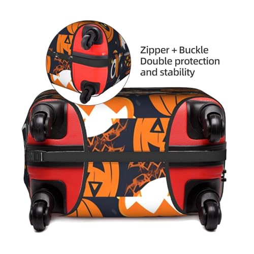 Housse de valise motif Halloween blanche lavable en polyester extensible de taille M