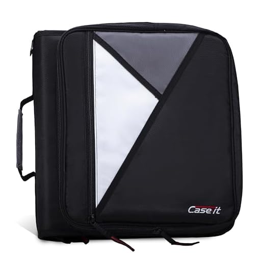 Case-it The Universal Zipper Binder - 2 Inch O-Rings - Padded Pocket That Holds up to 13 Inch Laptop/Tablet - Multiple Pockets - 400 Page Capacity - Comes with Shoulder Strap - Jet Black LT-007