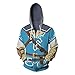 CHLOBLOM Link Hoodie Cosplay Costume Zipper Jacket Novelty Sweatshirt (S, Blue)