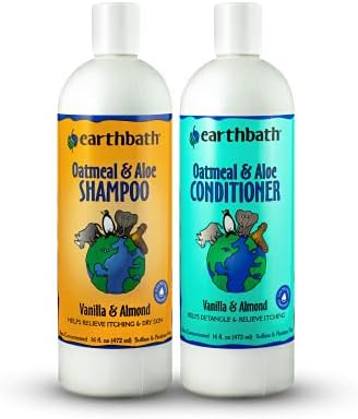 earthbath Oatmeal & Aloe Shampoo & Conditioner Pet Grooming Set - Itchy, Dry Skin Relief, Made in USA - Vanilla Almond, 16 oz (1 Set)