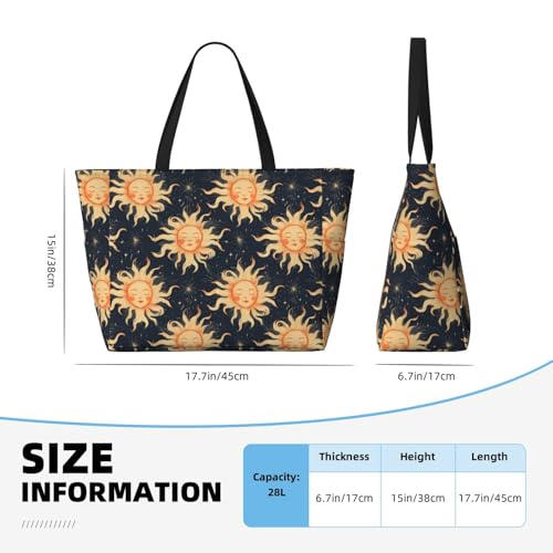 Large Beach Bags for Women Sandproof - Cute Sun Navy Blue Print Summer Travel Work Tote Bags with Zipper2
