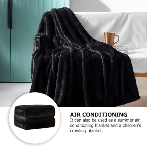 Couverture polaire noire tissu polyester doux thermorégulateur - 8
