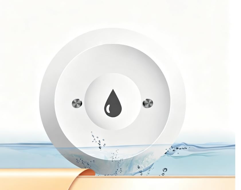 4 Pack Détecteur de Fuite d'eau Connecté Zigbee, Capteur d'eau avec Alarme et App, IP66 Étanche, ABS+PC Ignifugé, Détecteur d'Humidité pour Cuisine, Salle de Bain, Cave et Buanderie, sans Batterie